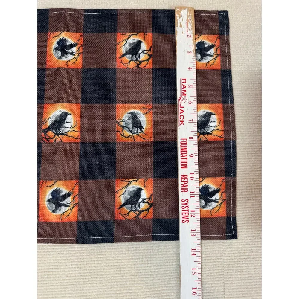 Halloween Crow Placemats (5) Buffalo Plaid Full Moon Raven Gothic Autumn Fall